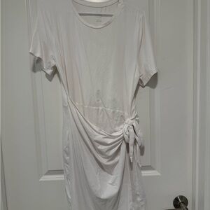 White a new day Wrap Crew Neck T-shirt Dress